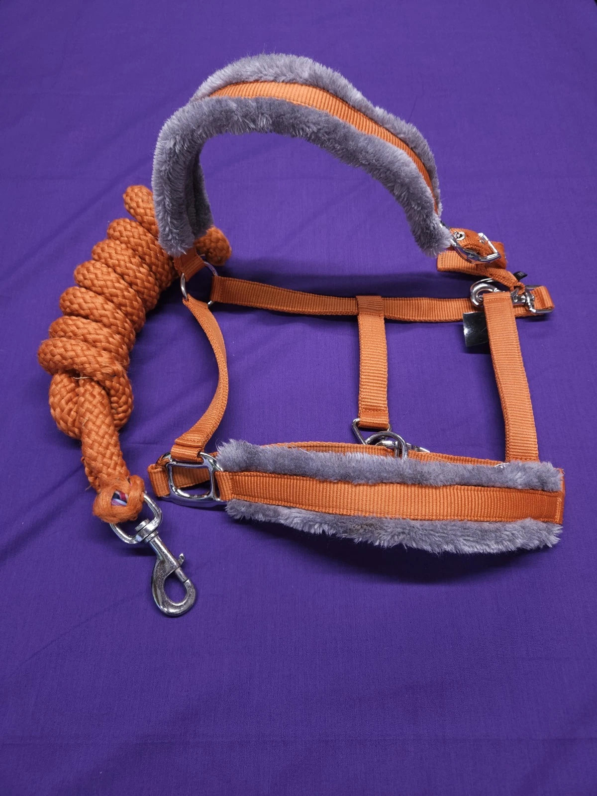 HY Sport Active Full Size Orange And Grey Comfort Horse Headcollar And Lead Rope HC82