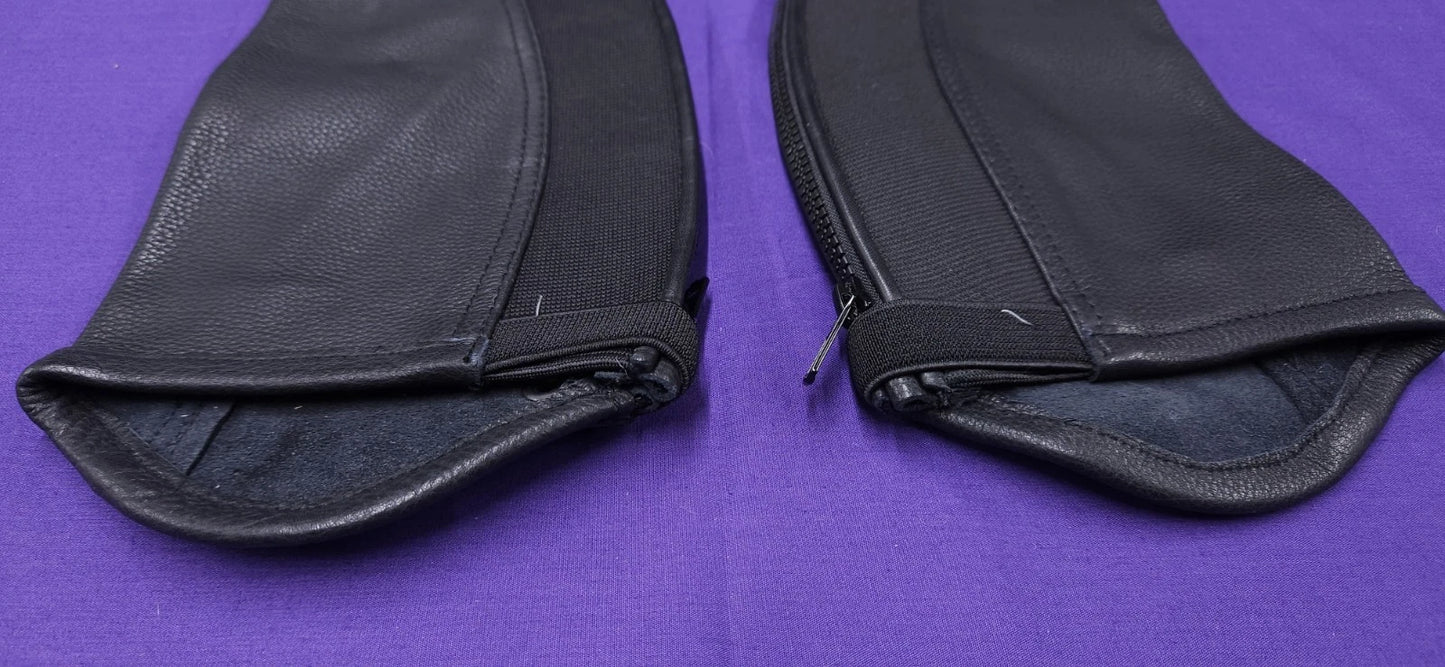Riders Trend Super Grip Black & Blue Soft Leather Kids Horse Riding Half Chaps CL136