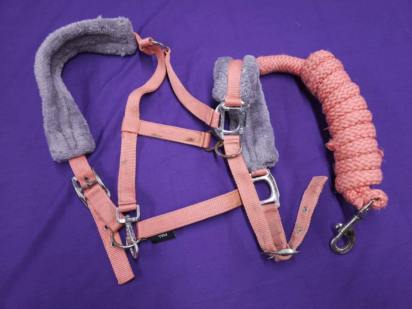 HY Sport Active Full Size Pink And Grey Comfort Horse Headcollar And Lead Rope HC83