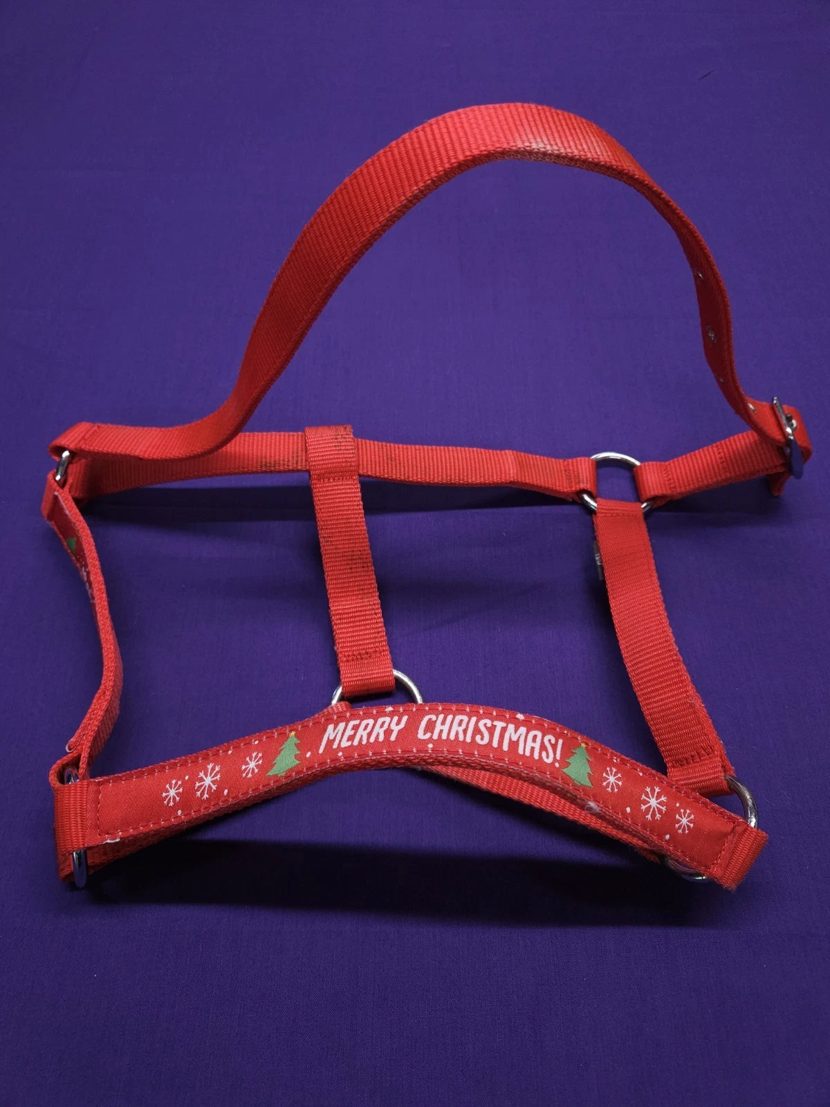 HY Equestrian Merry Christmas Red Full Size Horse Headcollar HC86