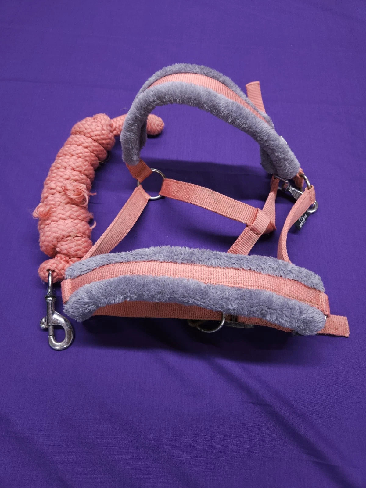 HY Sport Active Full Size Pink And Grey Comfort Horse Headcollar And Lead Rope HC83