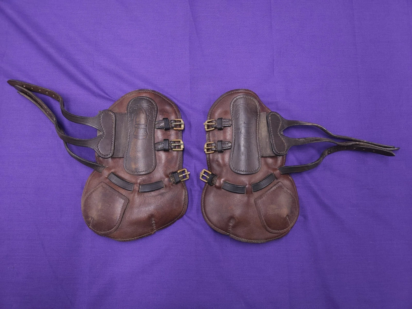 Sabre Full Size Brown Leather Horse Tendon Boots HB150