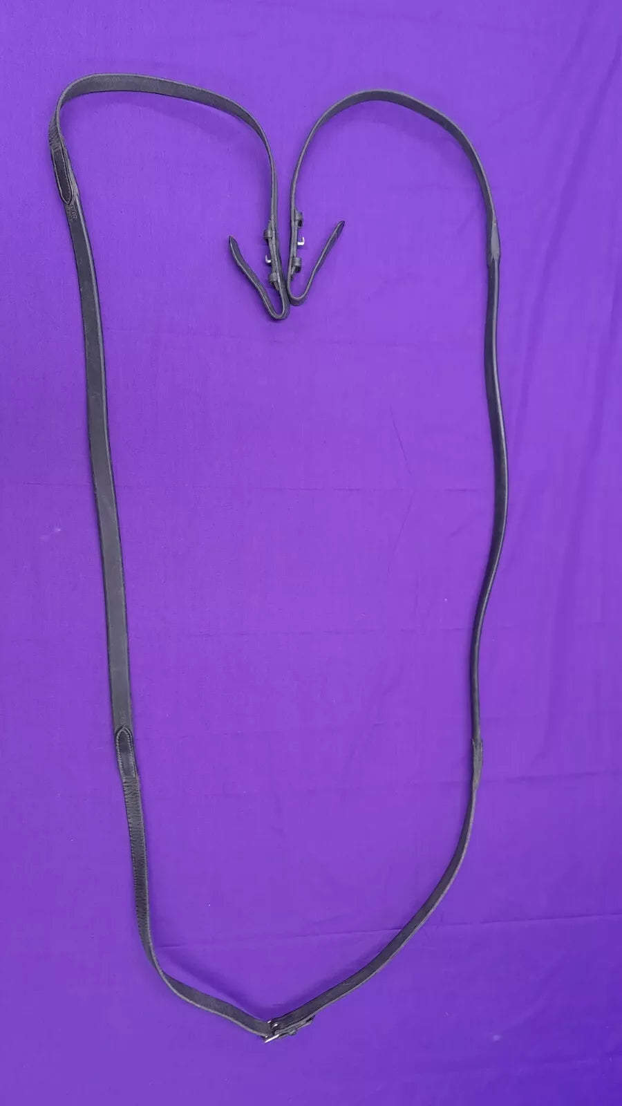 Black Leather 54" Hanover Size Full Thick Horse Riding Reins With Rubber