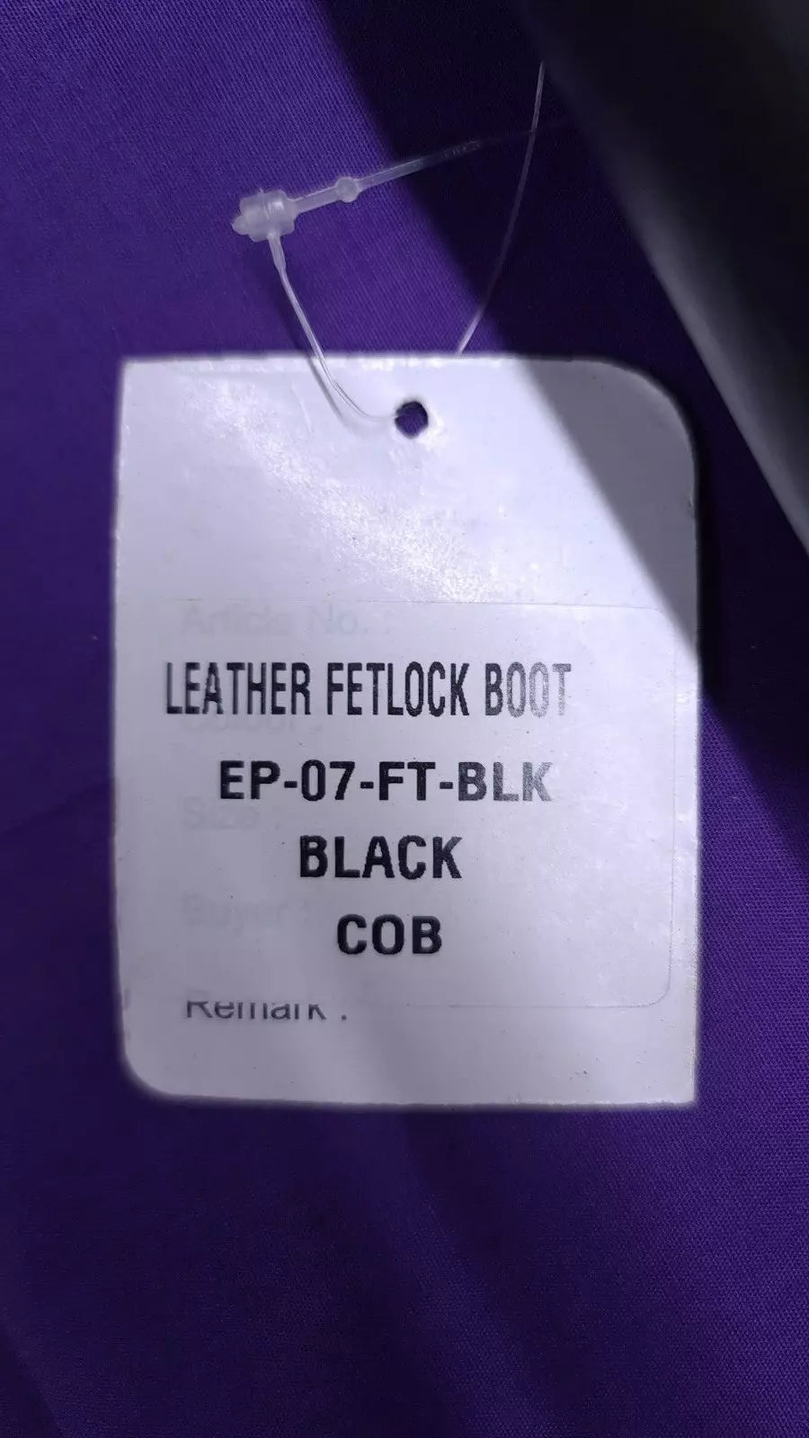 Fetlock Boots Fleece Lined Leather Black Cob AKI