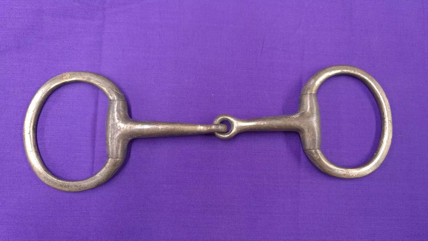 5" Vintage Large Flat Ring Single Joint Eggbutt Snaffle Horse Bit