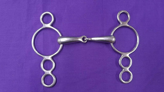 5" 3 Ring Single Joint Dutch Continental Gag Horse Bit