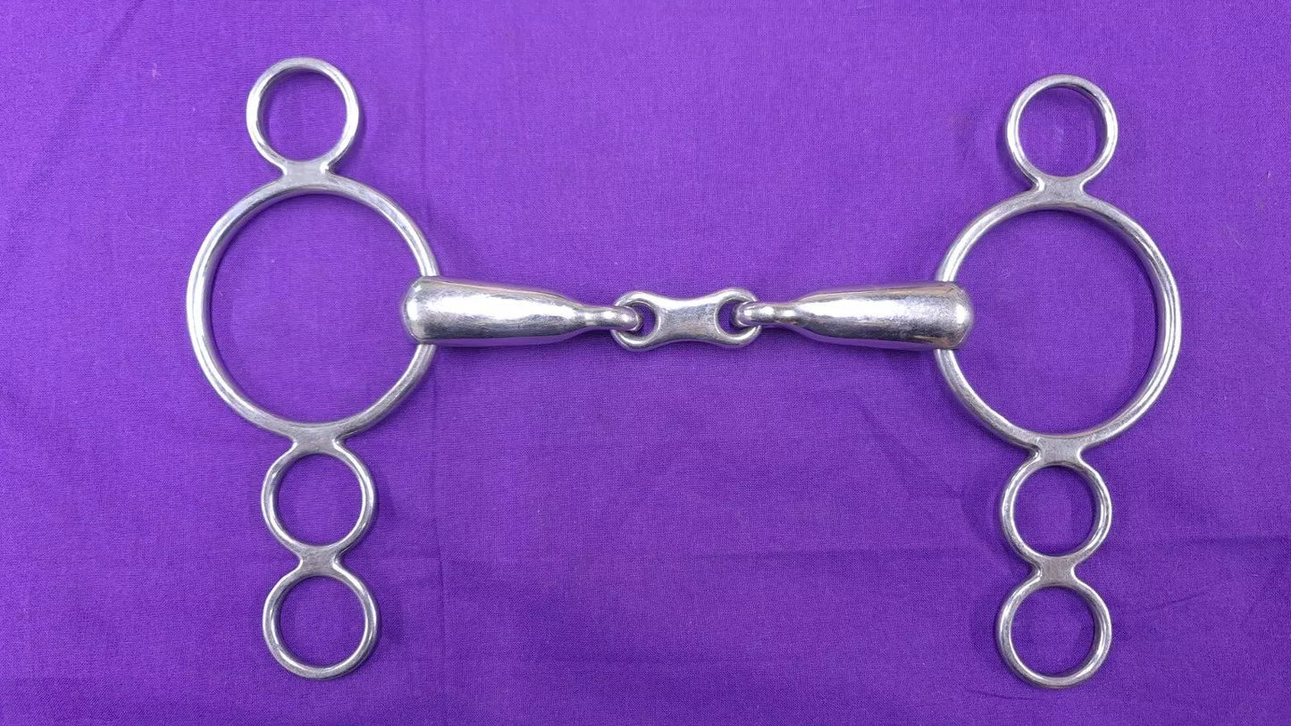 Dutch Gag 6" 3 Ring Horse Bit With French Link