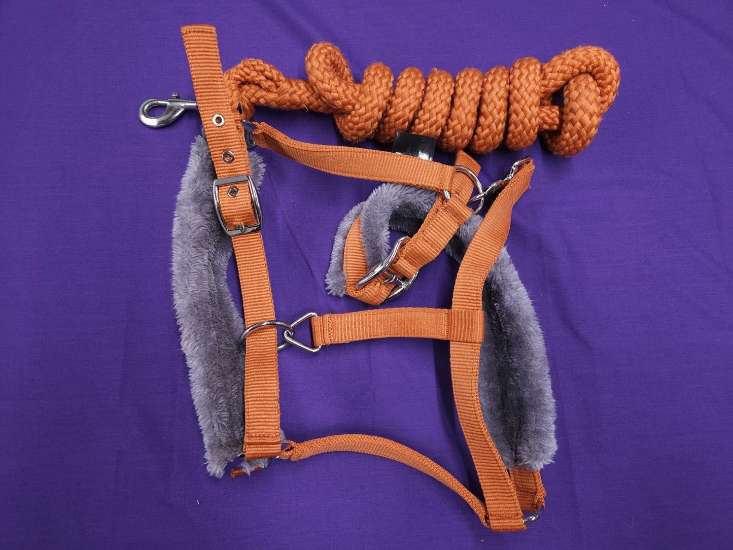 HY Sport Active Full Size Orange And Grey Comfort Horse Headcollar And Lead Rope HC82