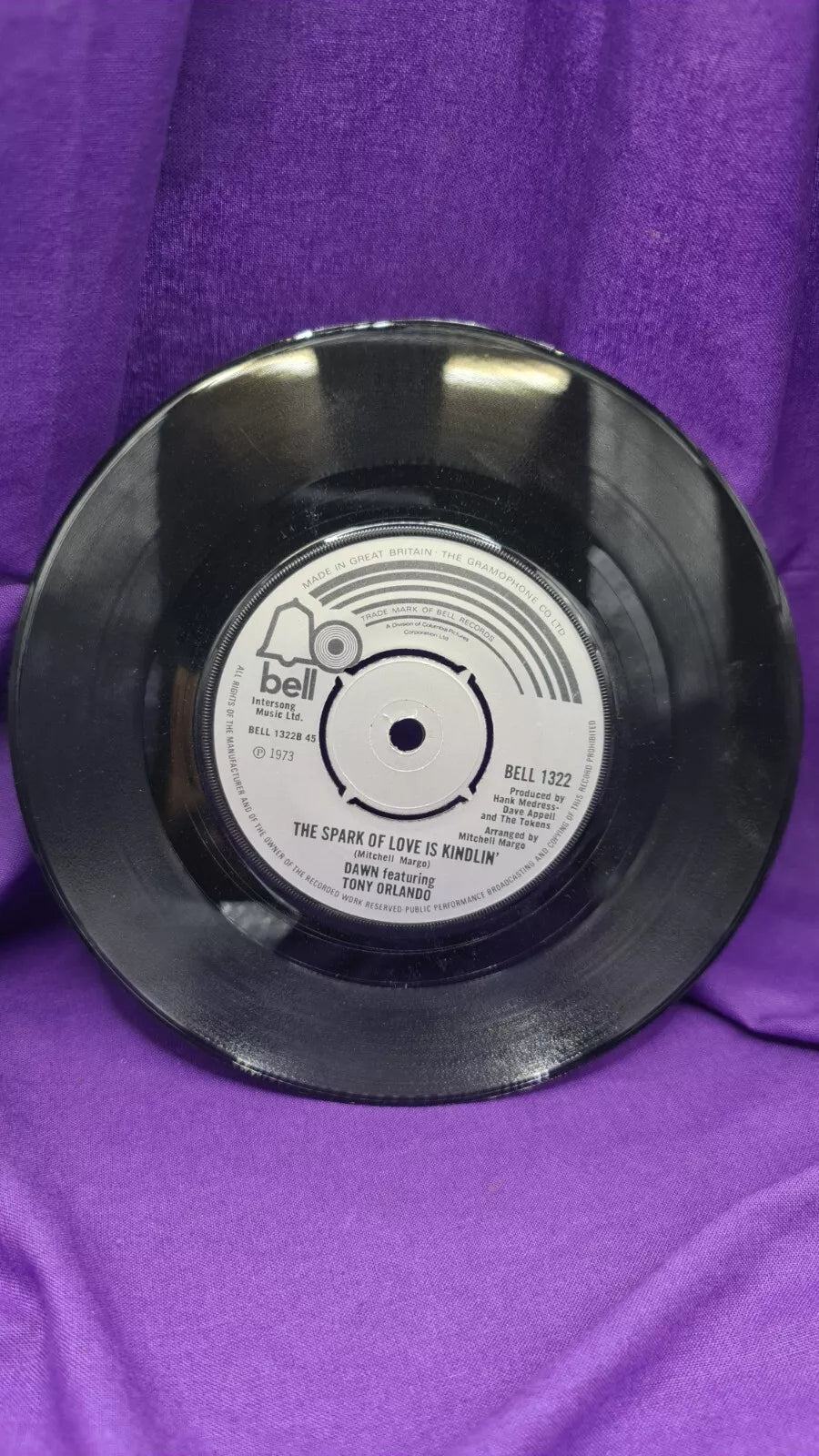 Dawn Ft Tony Orlando - The Spark Of Loves Kindlin' BELL 7" Vinyl Single Record