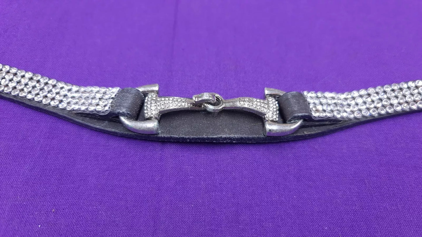 Browband Crystal Sparkly Blingy For Shetland 13" Black Leather