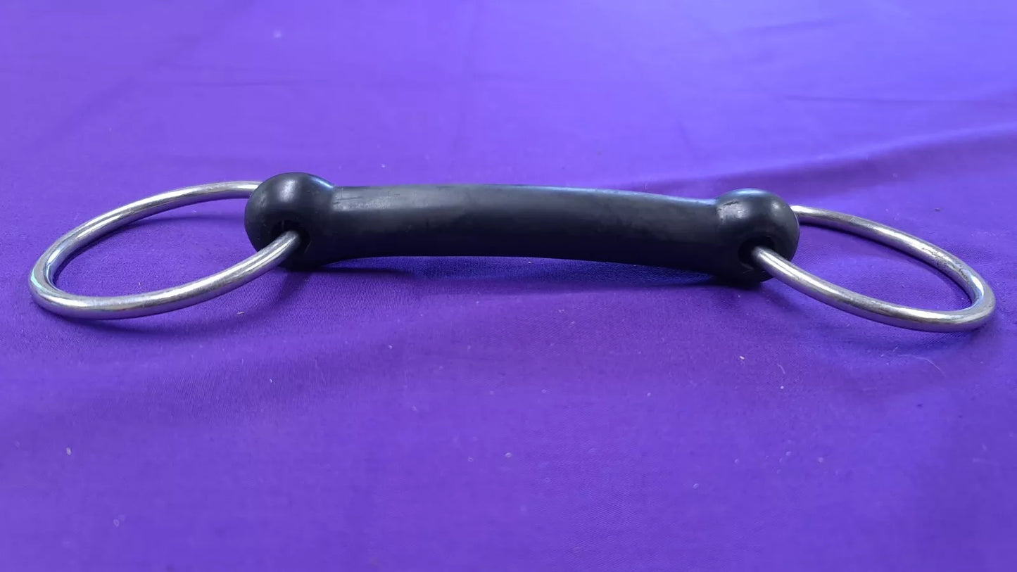 Snaffle Horse Bit With Rubber Mullen Loose Ring Straight Bar 5"