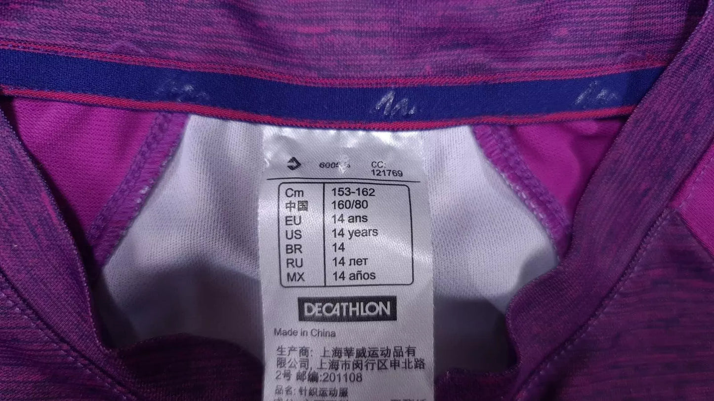 Decathlon Purple Lycra Riding Or Running Top Age 14