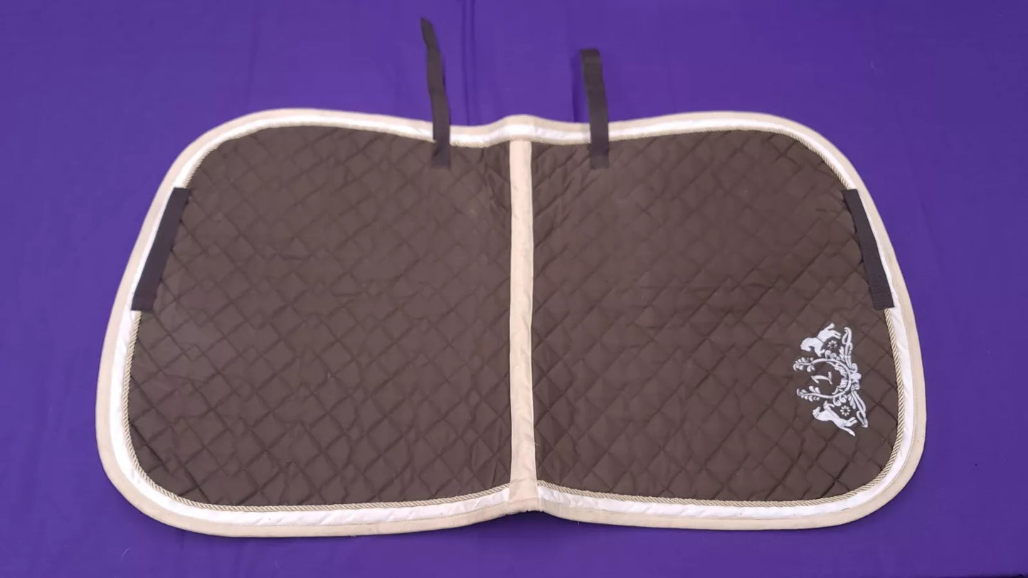 Full Size Brown Quilted Padded Horse Saddle Pad / Numnah
