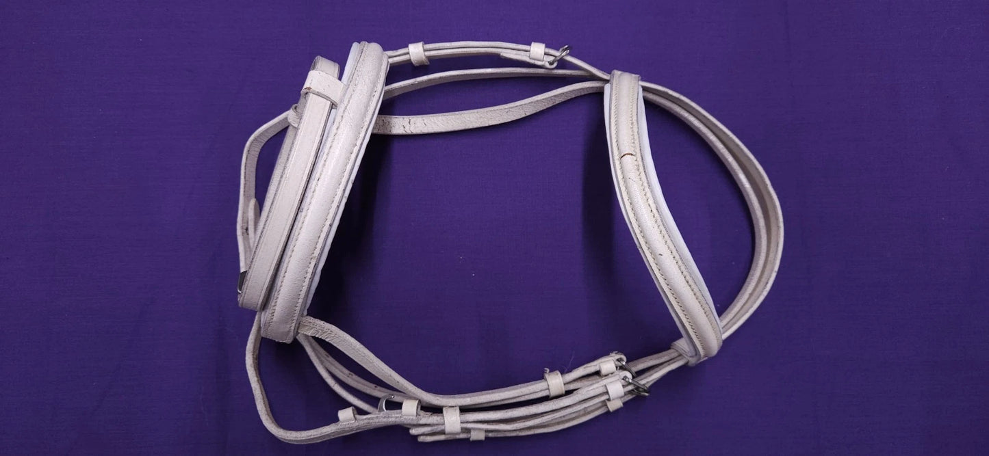 White Pony Size Horse Bridle With Flash And Reins BR370