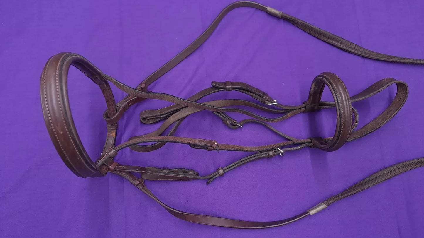 Rhinegold Extra Full Brown Cavesson Bridle With Reins