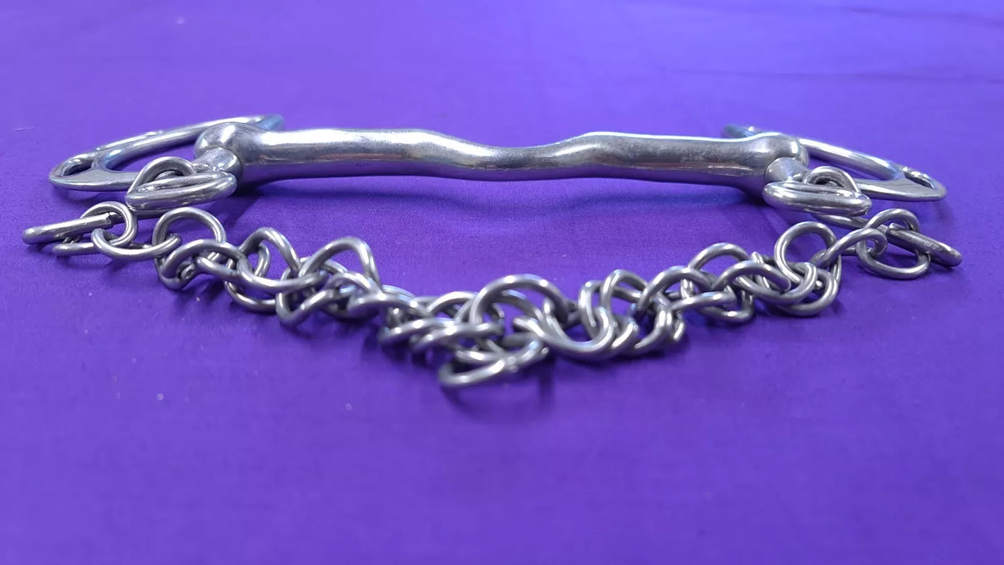 Kimblewick Horse Bit With Slotted Sides, Low Port Mouthpiece & Curb Chain 6"