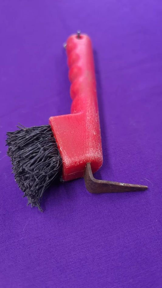 Hoof Pick And Brush Red Horse Grooming Kit