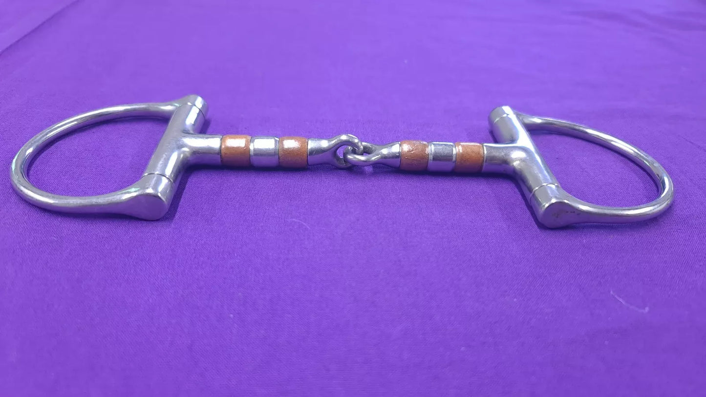 Copper Roller Snaffle 5" D Ring Horse Bit With Single Joint