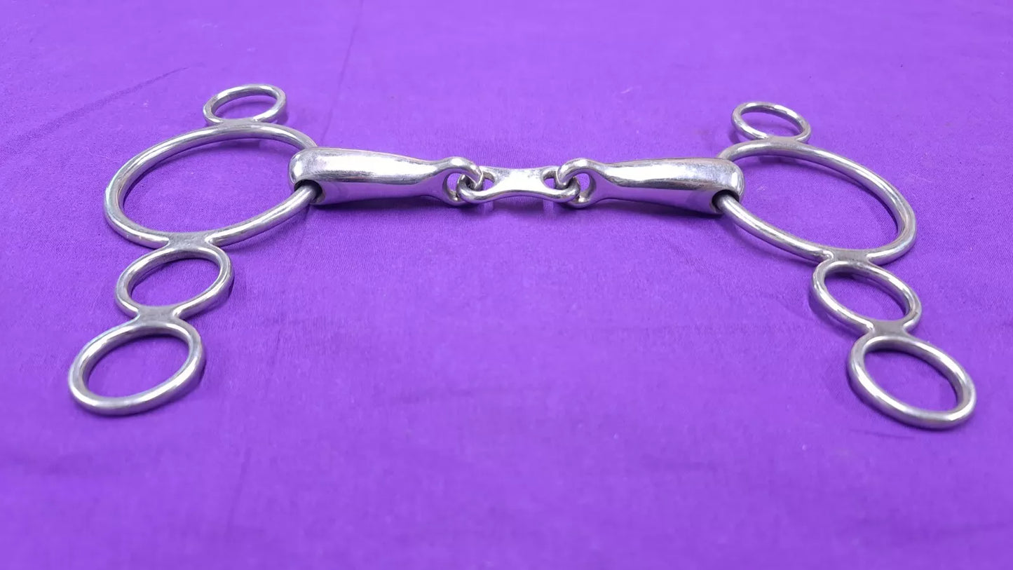 Dutch Gag 6" 3 Ring Horse Bit With French Link