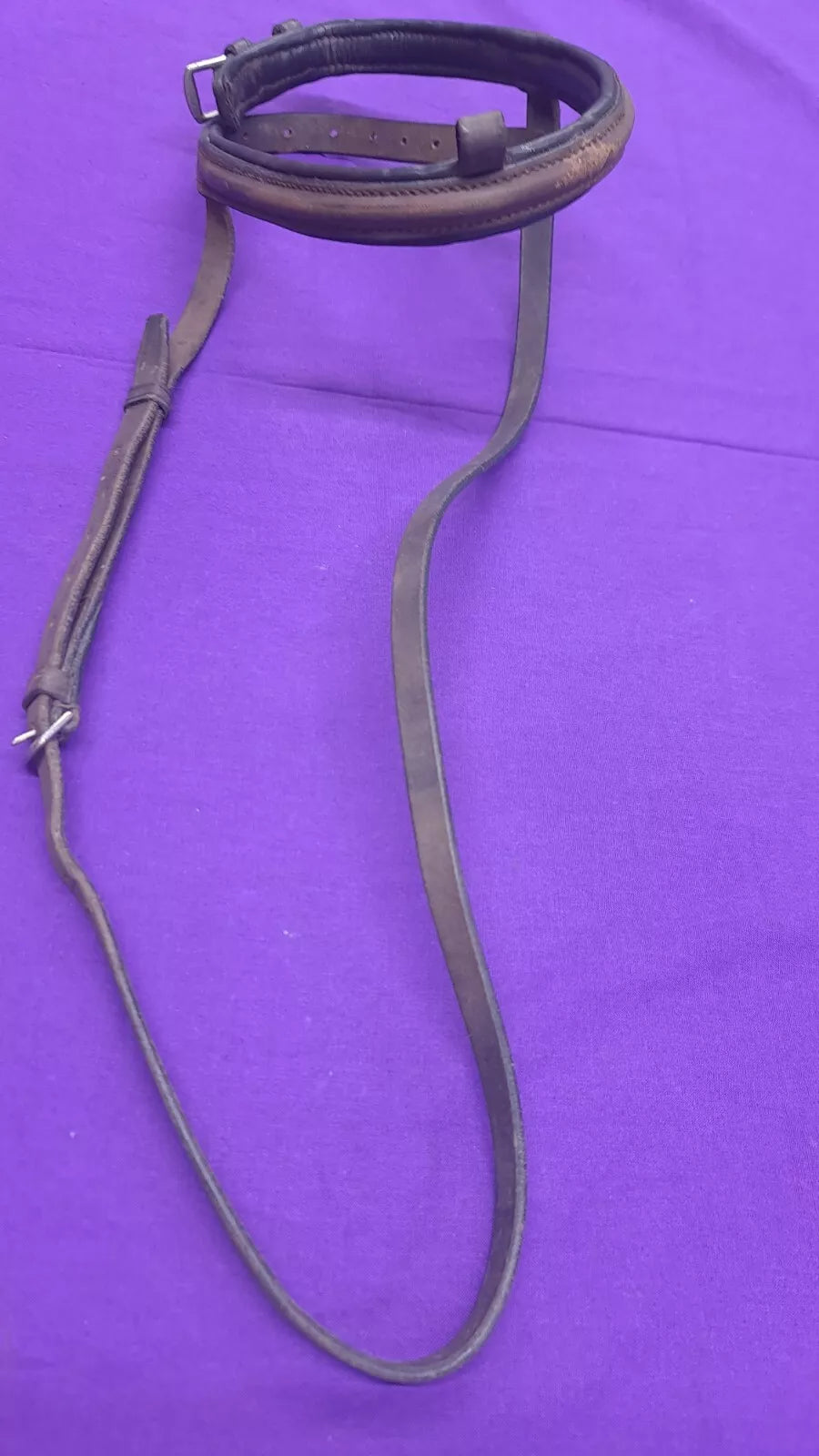 Full Size Brown Padded Noseband With Flash Attachment Horse Bridle Part