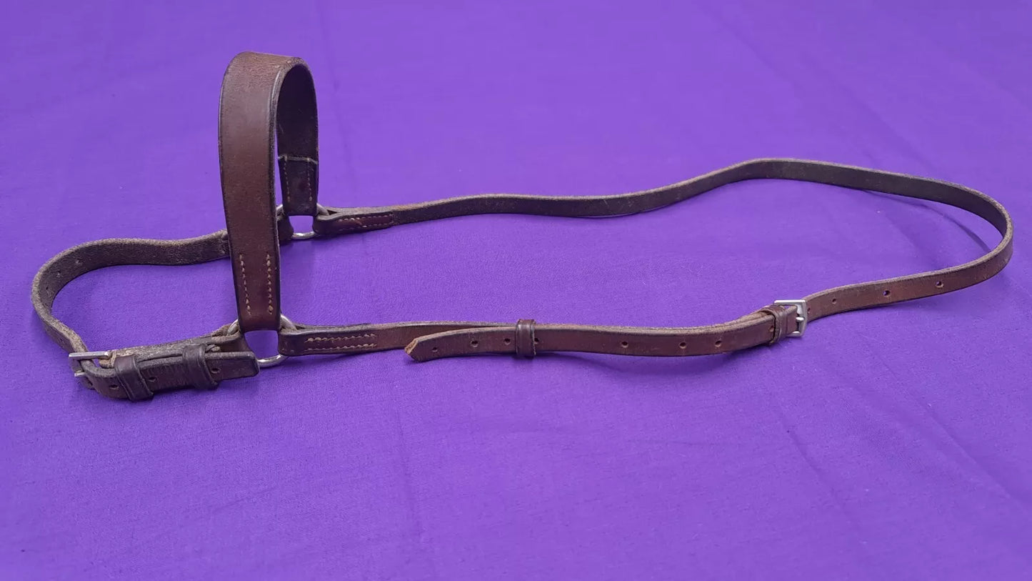 Pony Sized Brown Noseband With Headpiece Horse Bridle Part