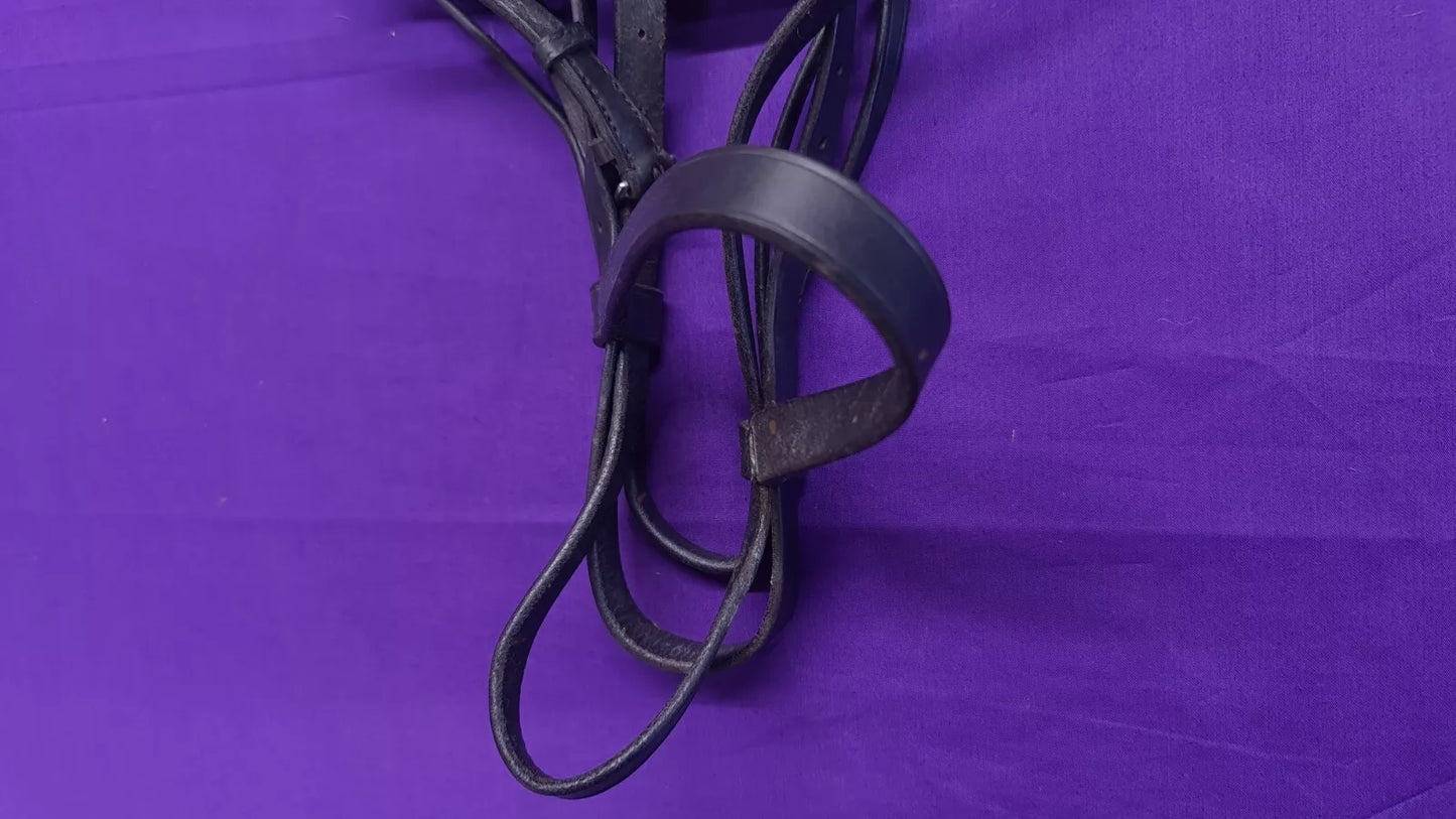 Double Bridle Pony Black Leather With Bits And Reins