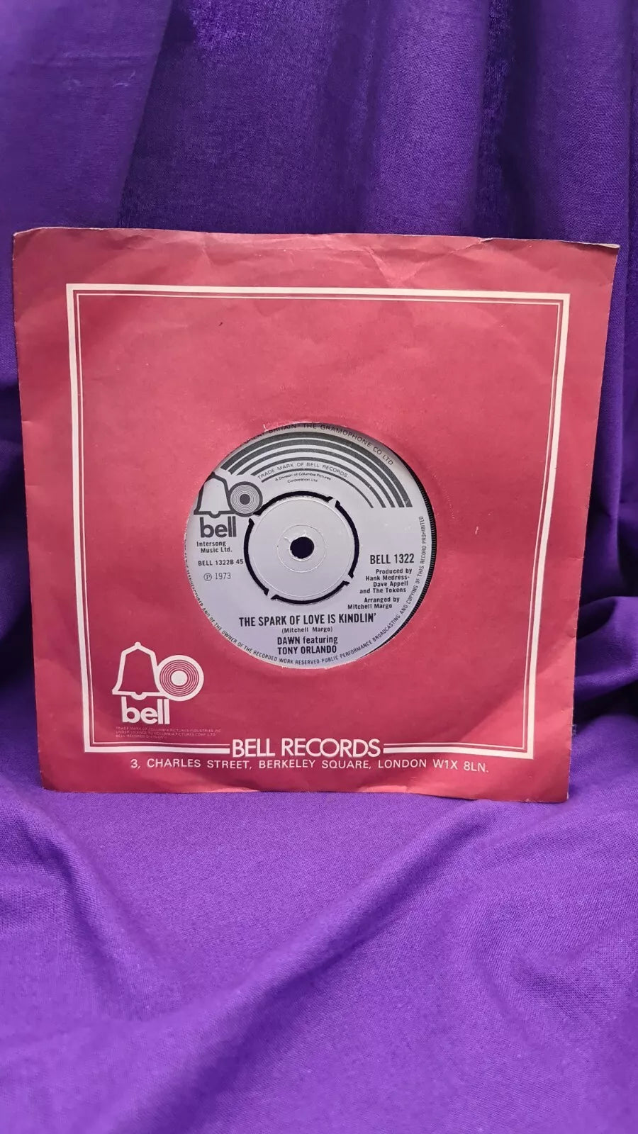 Dawn Ft Tony Orlando - The Spark Of Loves Kindlin' BELL 7" Vinyl Single Record