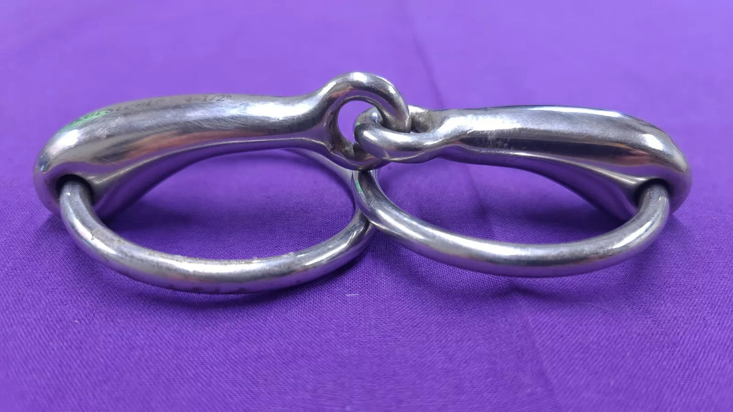 Snaffle Korsteel Stainless Steel 4.5" Hollow Mouth Jointed Pony Bit