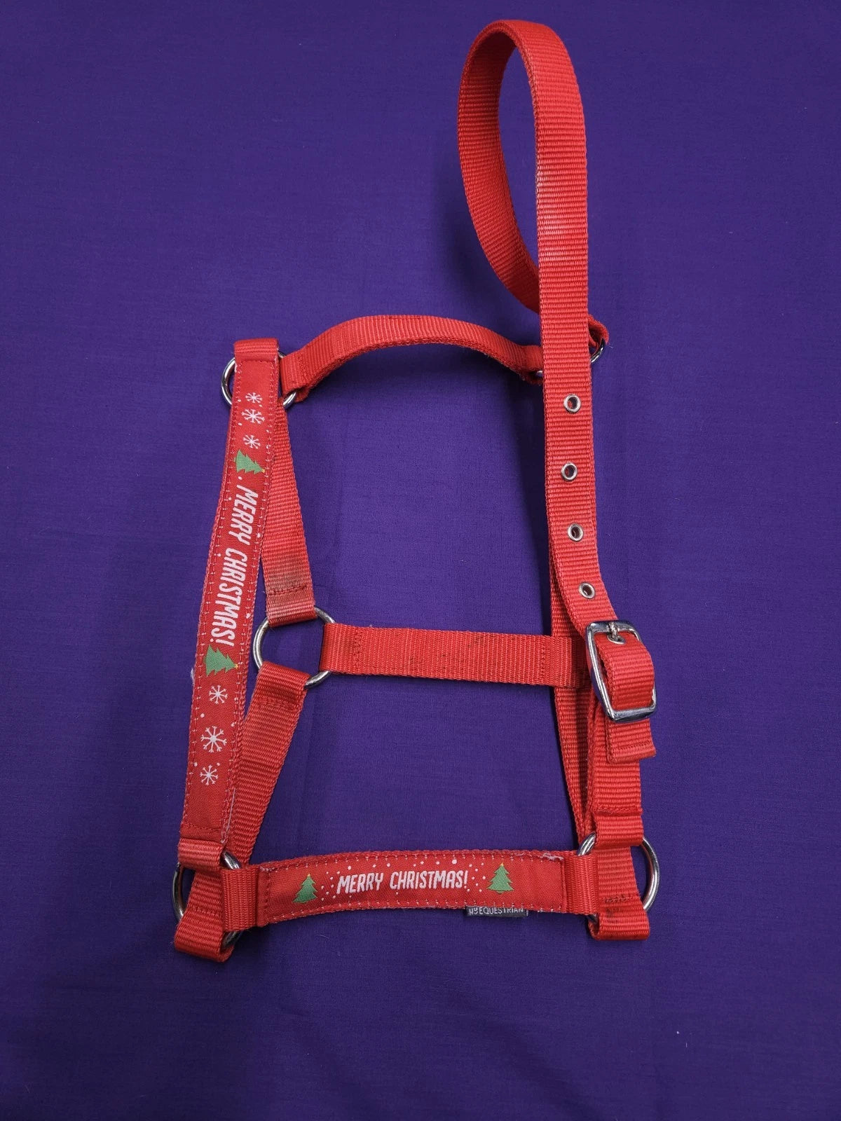 HY Equestrian Merry Christmas Red Full Size Horse Headcollar HC86