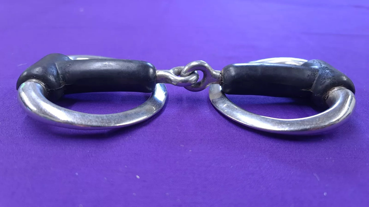 Eggbutt Snaffle Flat Ring Horse Bit Rubber Coated Mouthpiece Single Joint 6"