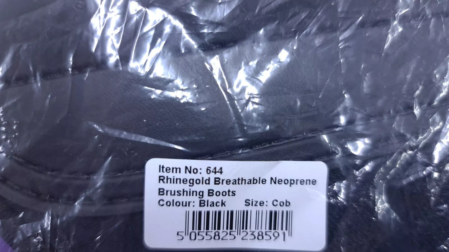 Rhinegold Brushing Boots Black Breathable Neoprene Horse Cob