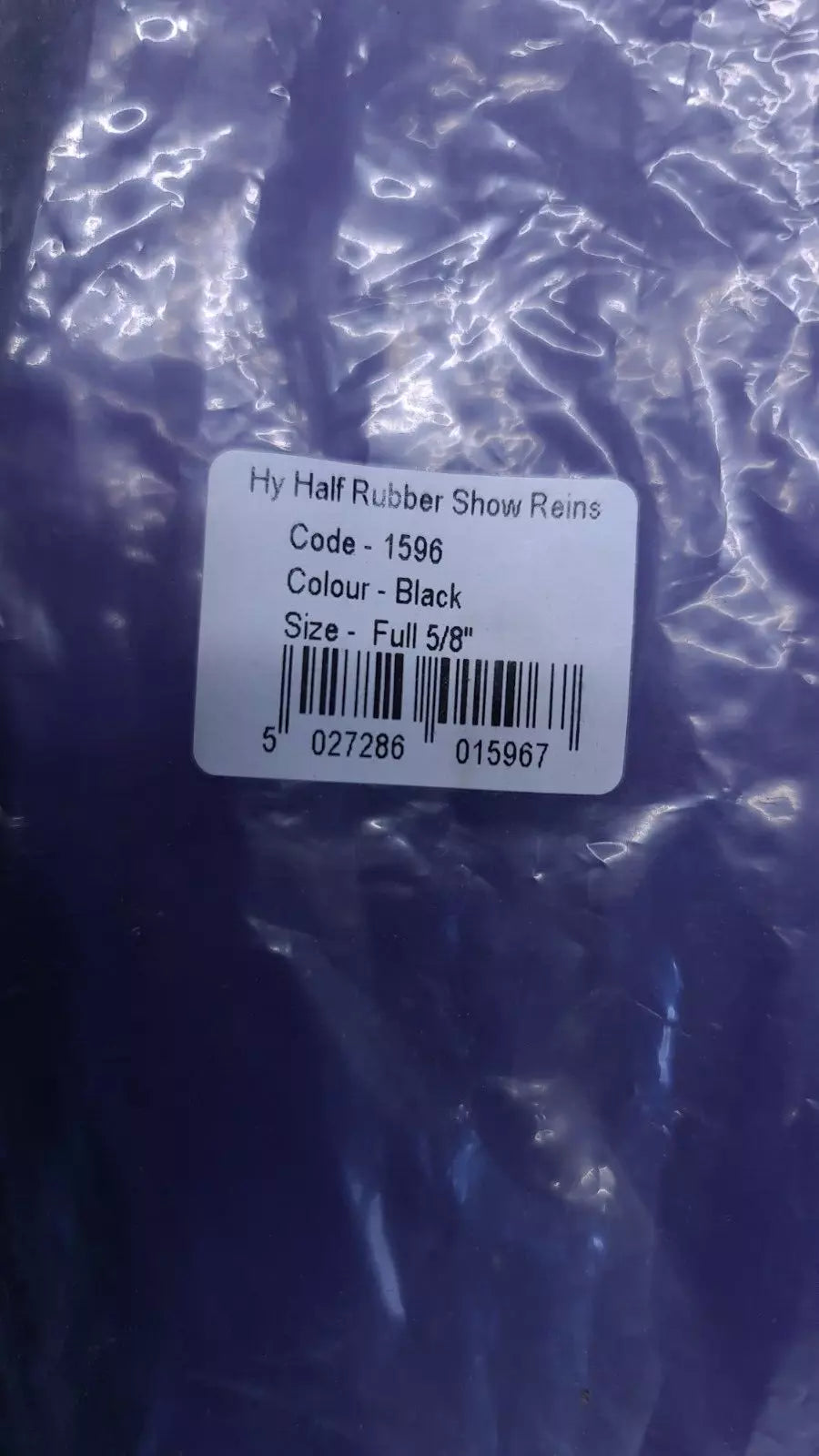 HY Black Half Rubber Reins Horse Riding Size Full