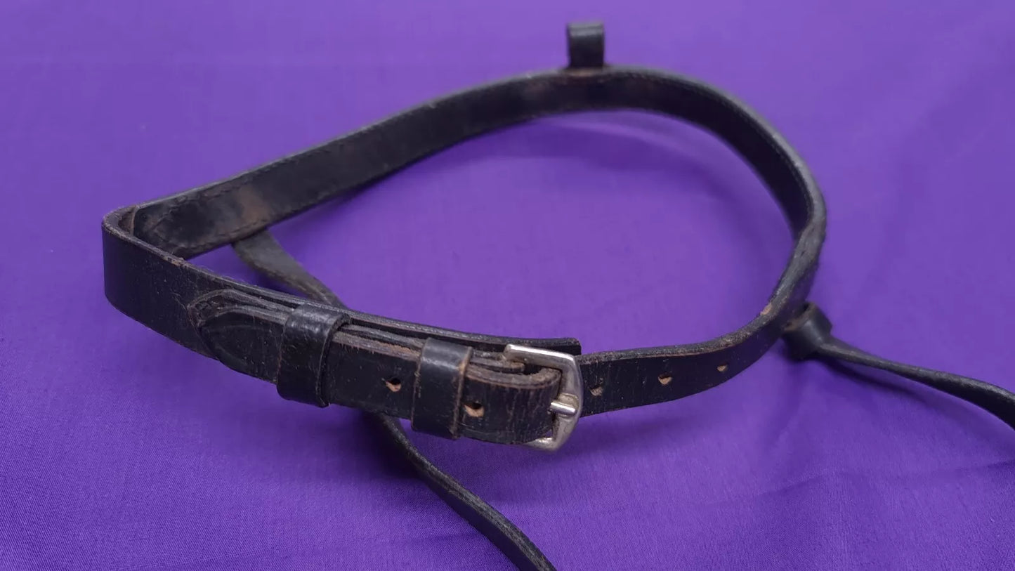 Black Leather Plaitted Noseband For Bridle Cob Size