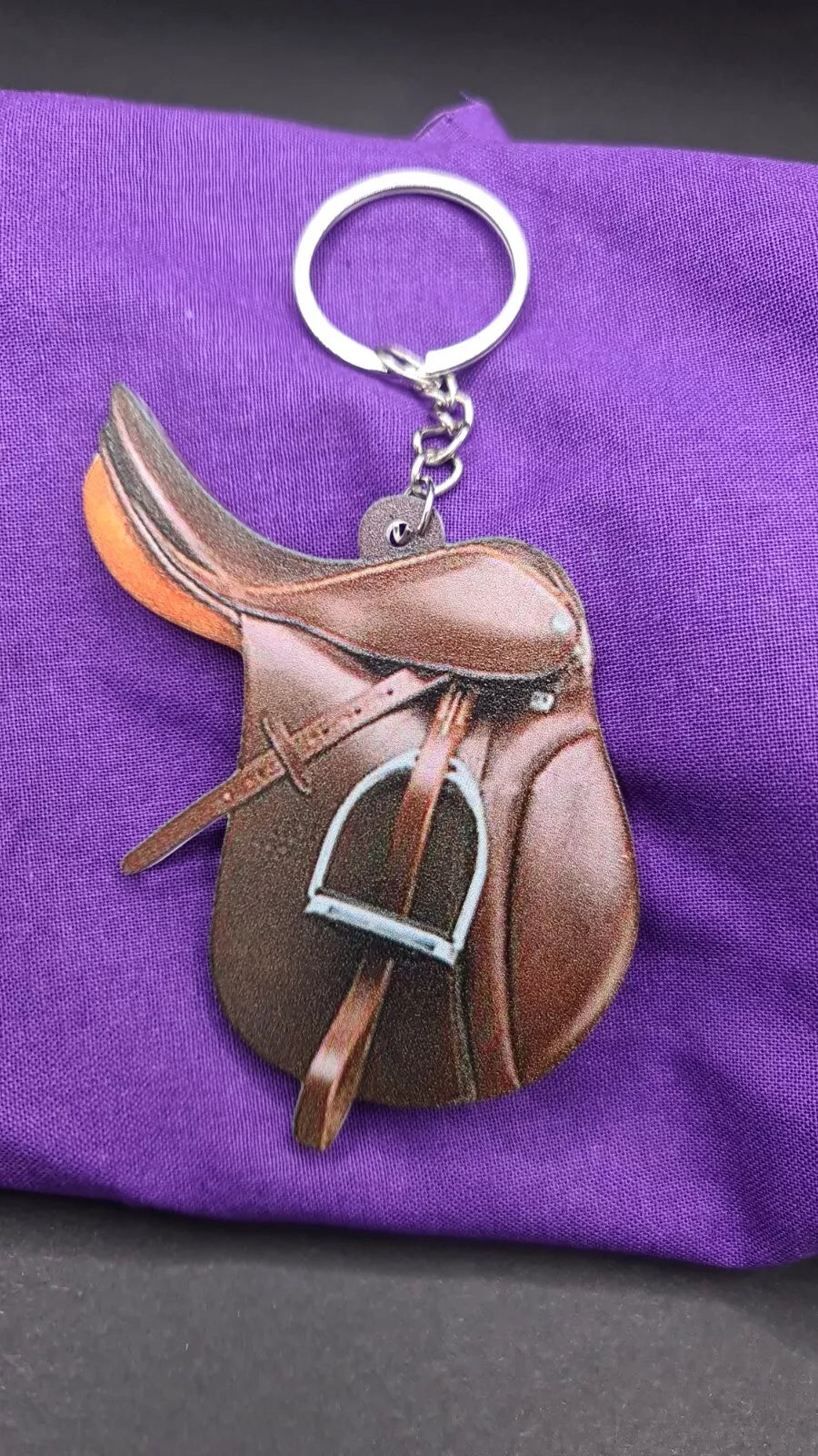 English Style Horse Saddle Keyring