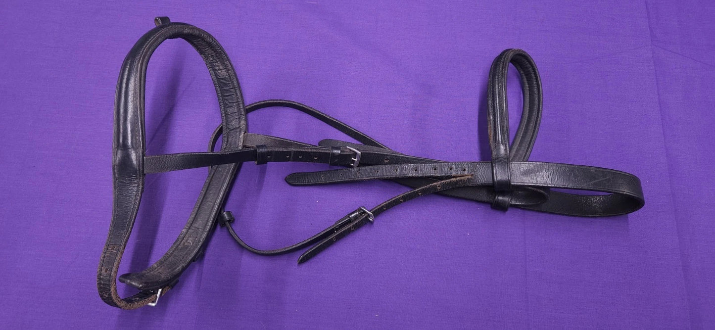 Full Size Black Leather Cavesson Horse Bridle BR436