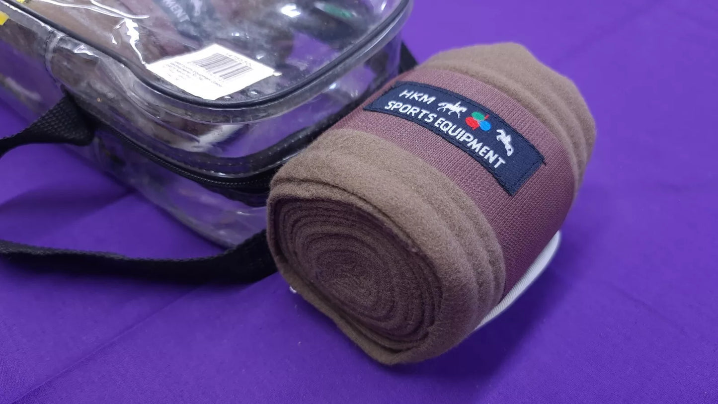 HKM Horse Leg Bandages Wraps x 4 Brown