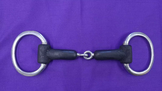 Flat Ring Eggbutt Snaffle Rubber Coated Single Joint 5.5"