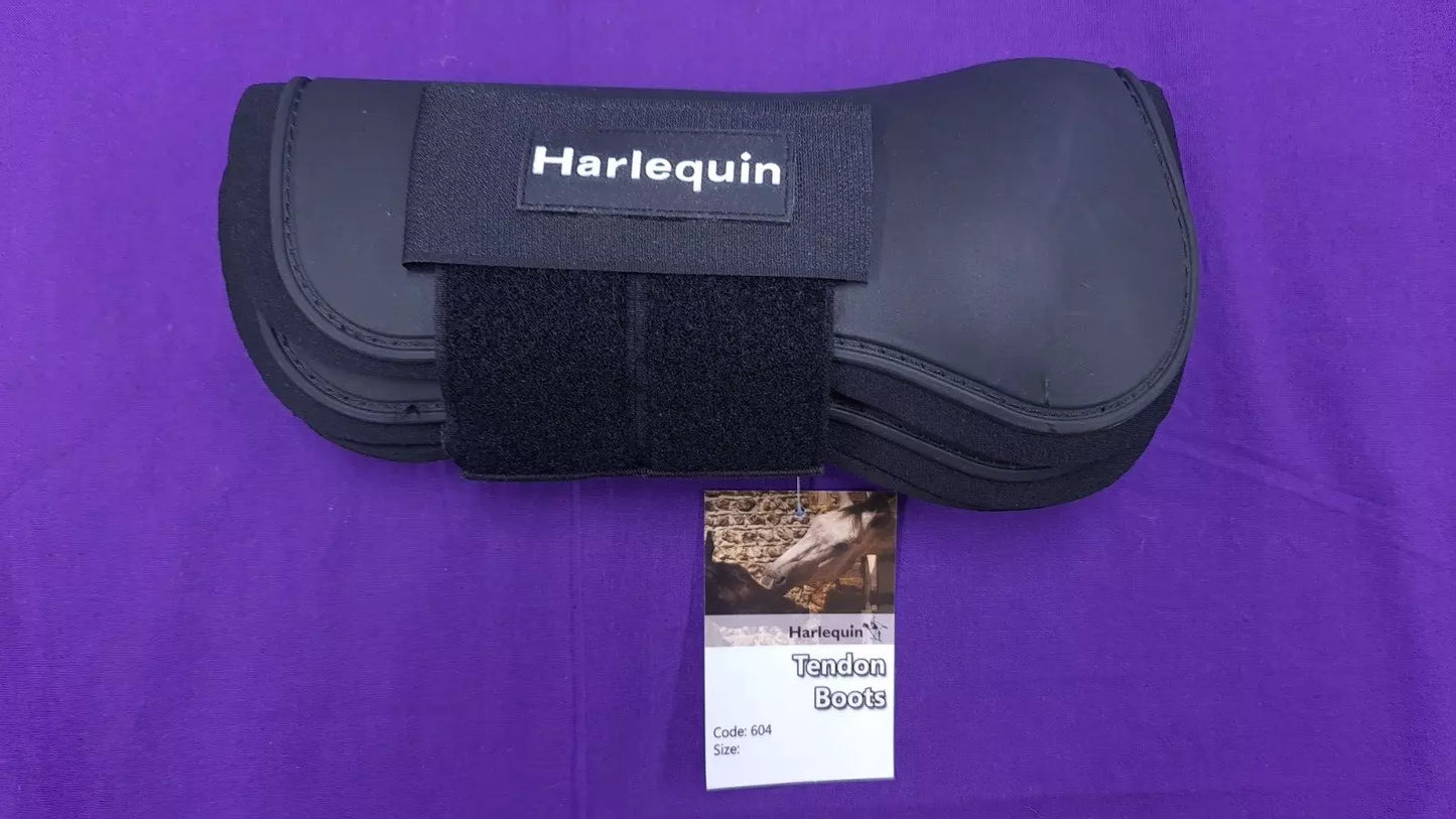 Harlequin Tendon Boots Equine Horse Black Full