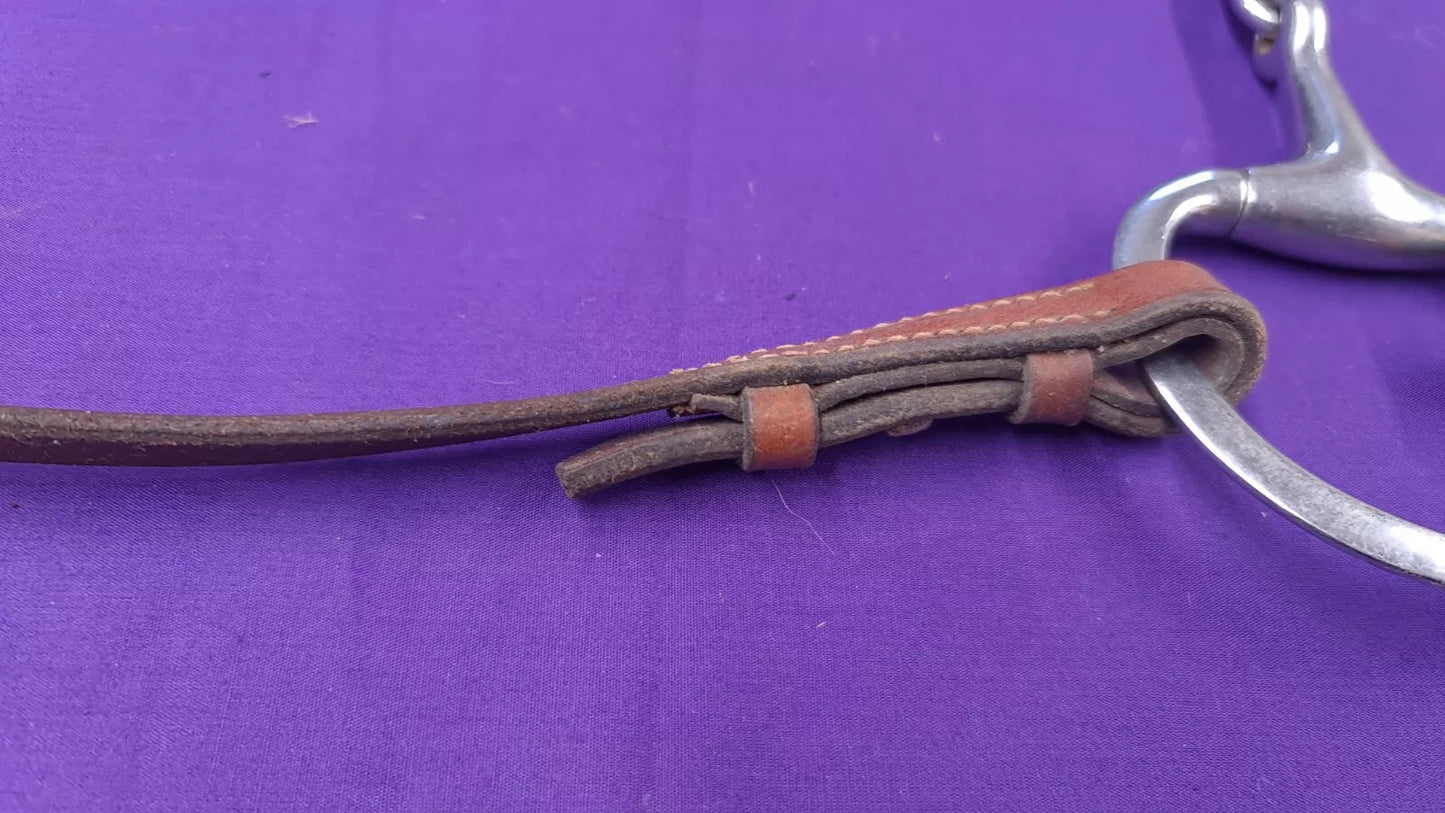 Eggbutt Snaffle With Tan Leather Cheeks And Reins 5"