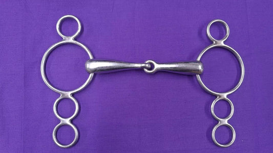 Eldonian 3 Ring Gag 6" Horse Bit Single Joint