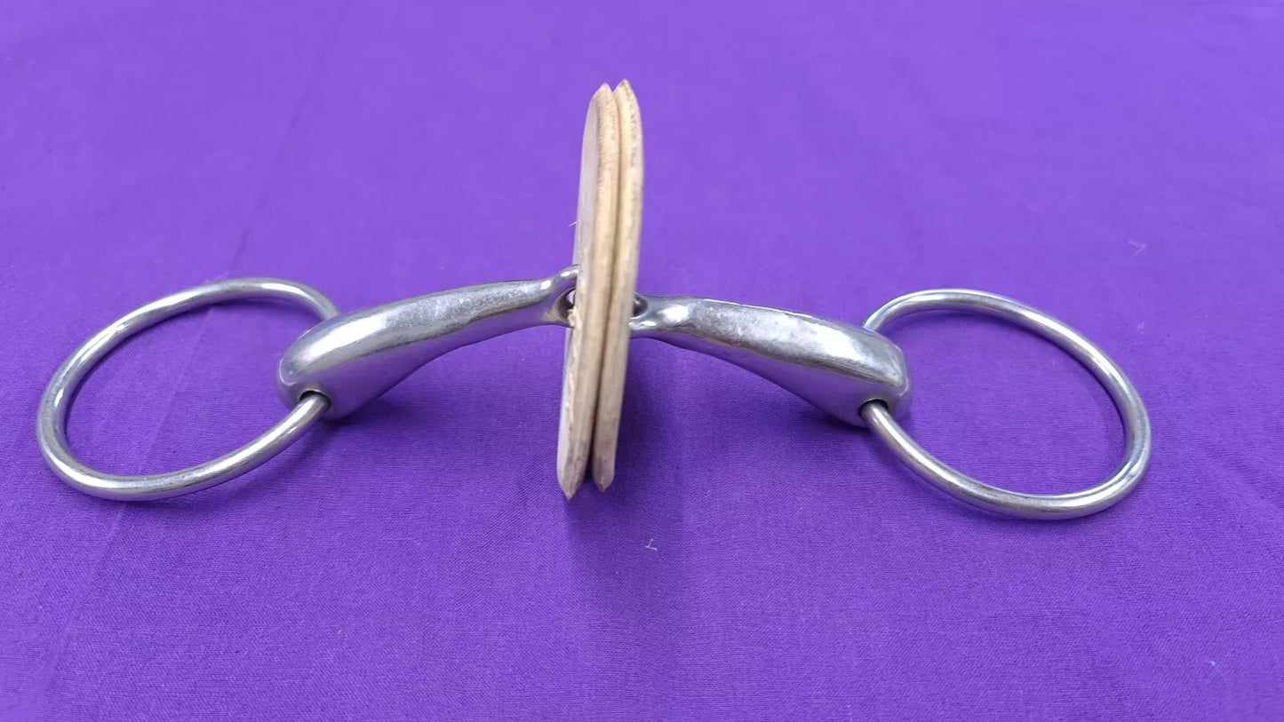 Loose Ring Hollow Mouth Snaffle Shires 5.5" Horse Bit With Bit Guards