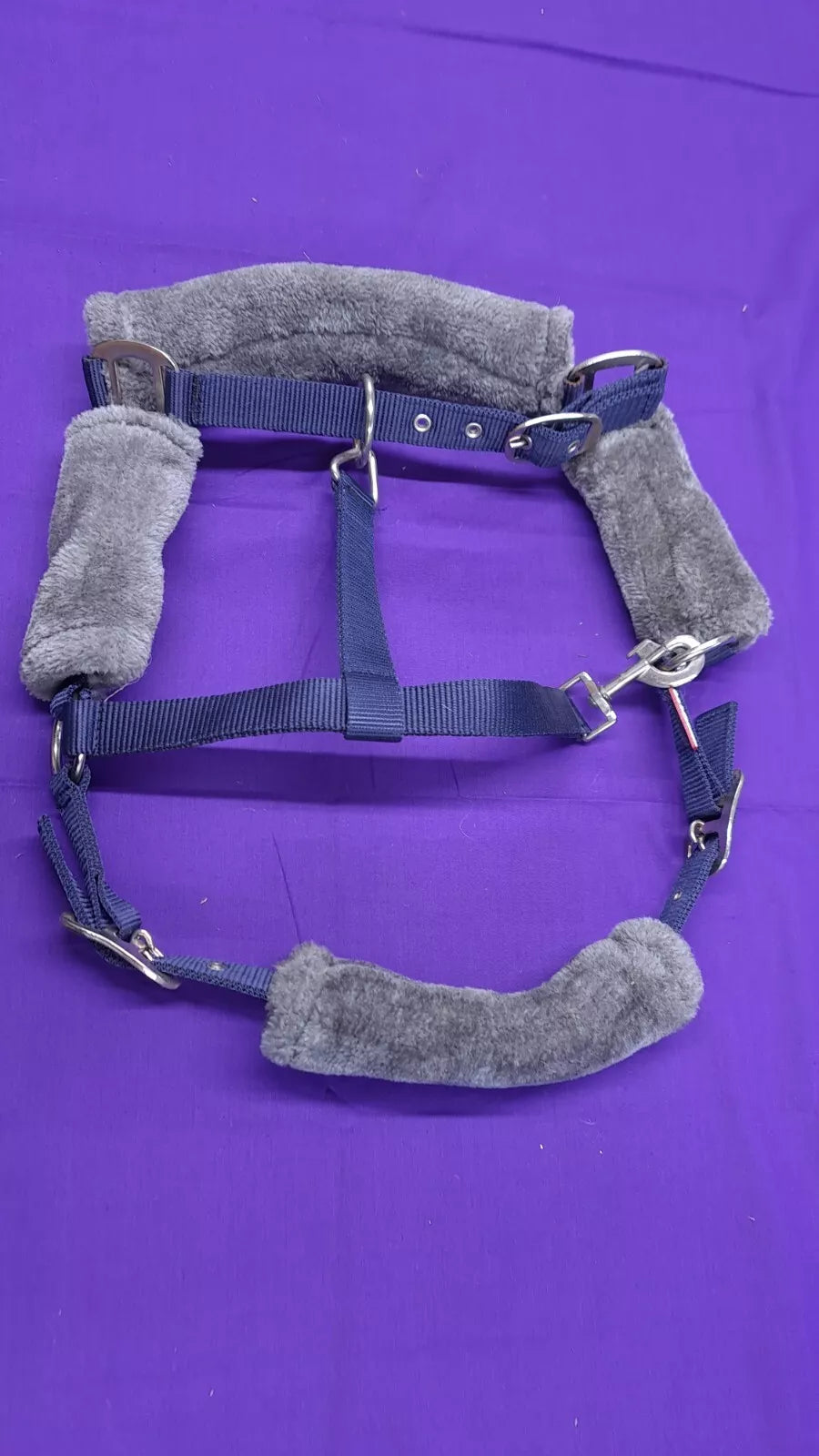 Cob Sized Le Mieux Ultra Luxe Comfort Headcollar Navy And Grey