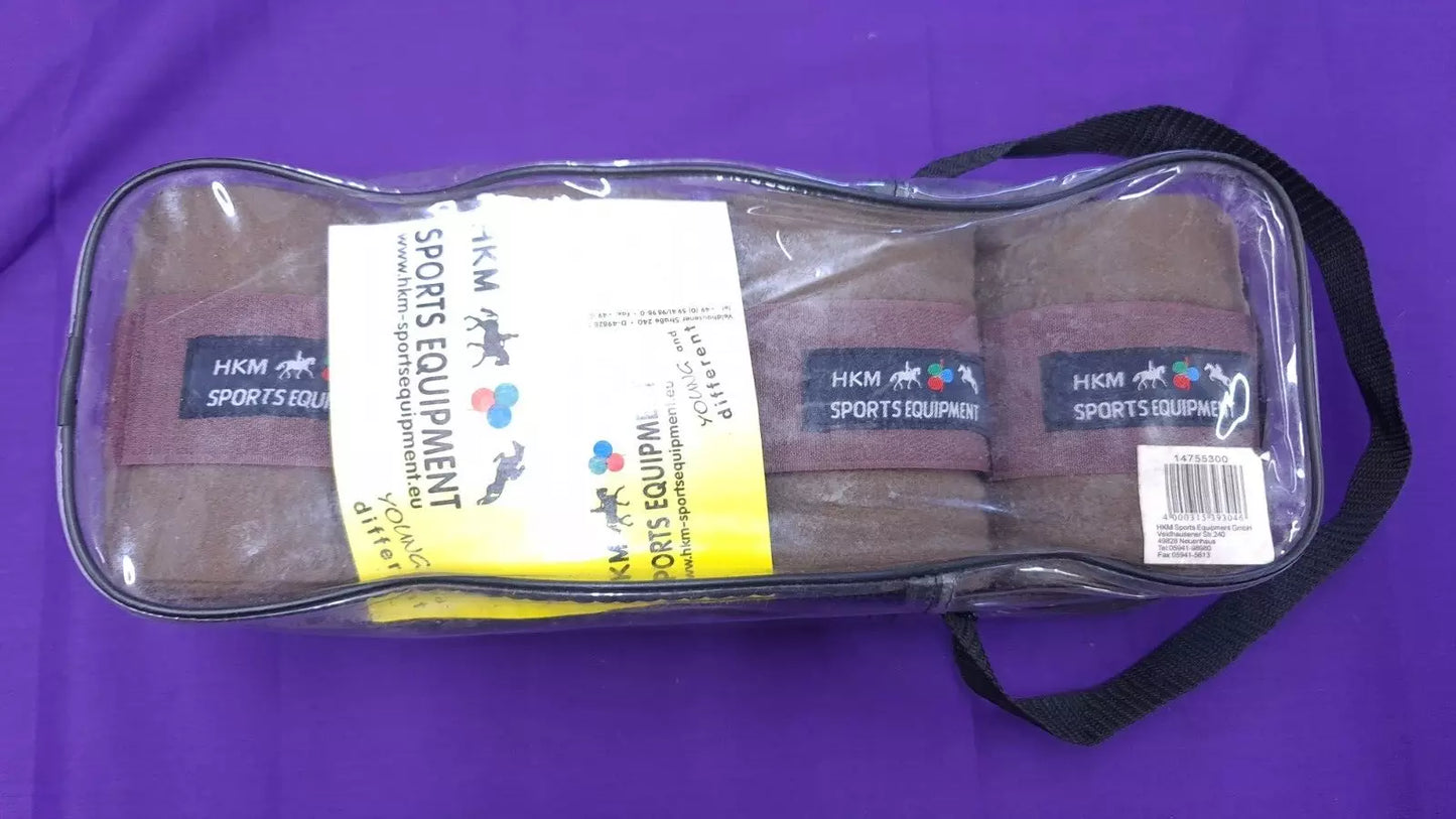 HKM Horse Leg Bandages Wraps x 4 Brown