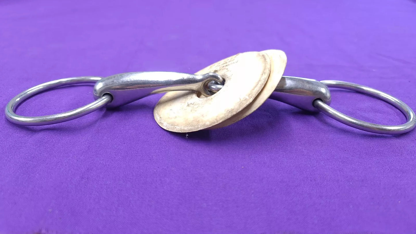 Loose Ring Hollow Mouth Snaffle Shires 5.5" Horse Bit With Bit Guards