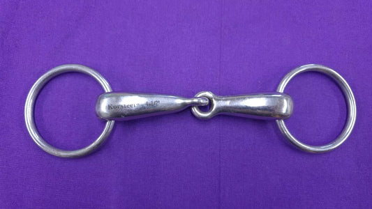 Snaffle Korsteel Stainless Steel 4.5" Hollow Mouth Jointed Pony Bit