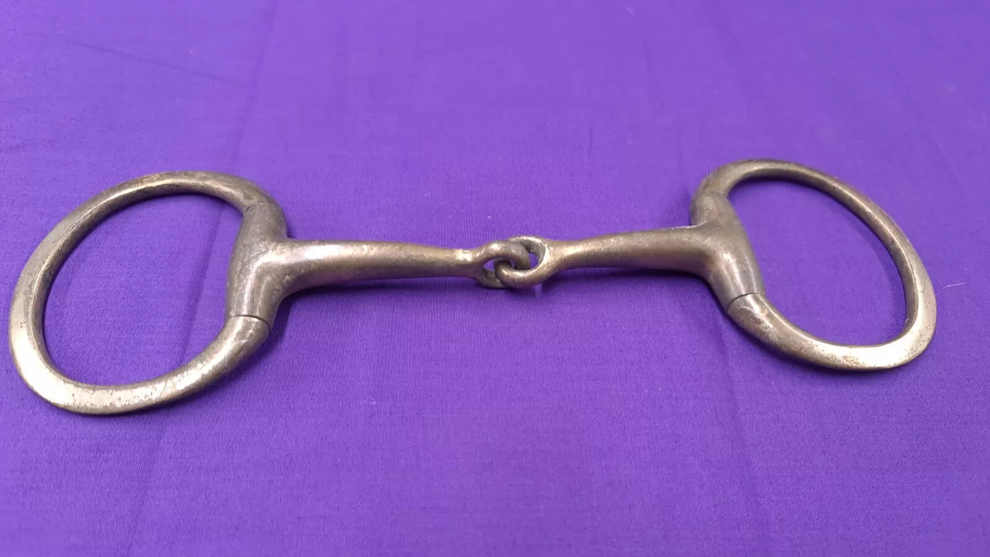 5" Vintage Large Flat Ring Single Joint Eggbutt Snaffle Horse Bit