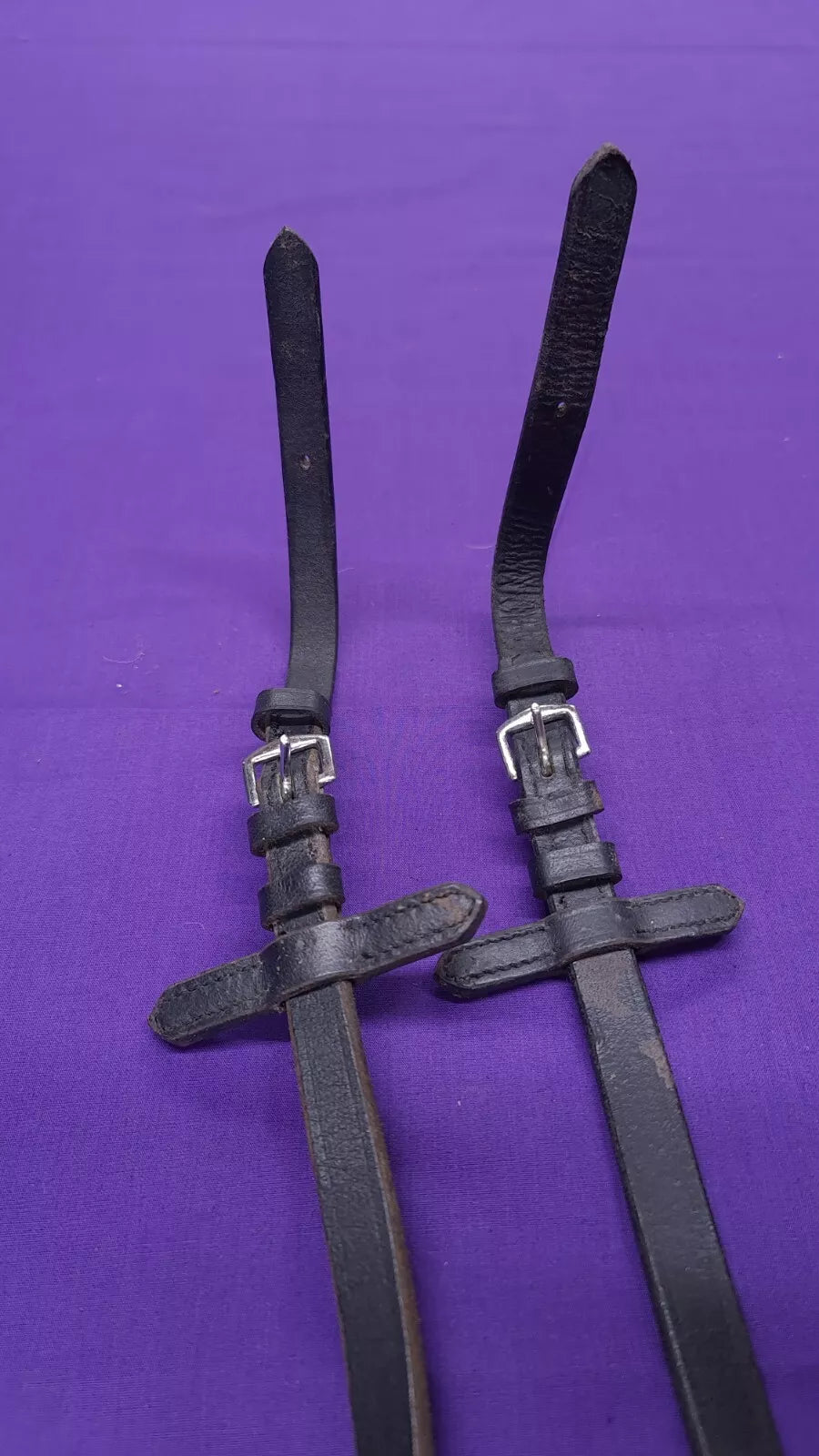 Black Leather Reins 54" With Stoppers Size Full