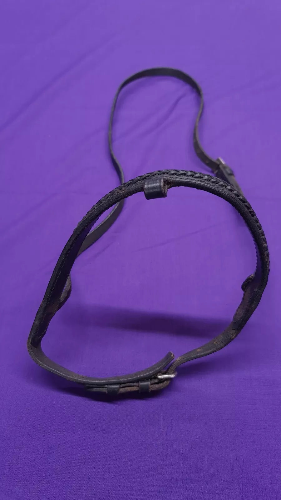 Black Leather Plaitted Noseband For Bridle Cob Size