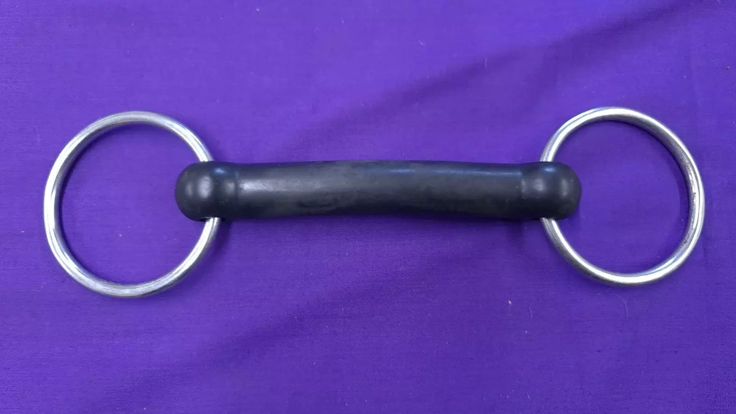 Snaffle Horse Bit With Rubber Mullen Loose Ring Straight Bar 5"