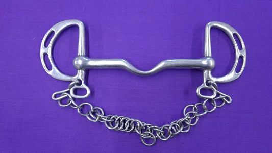 Kimblewick Horse Bit With Slotted Sides, Low Port Mouthpiece & Curb Chain 6"